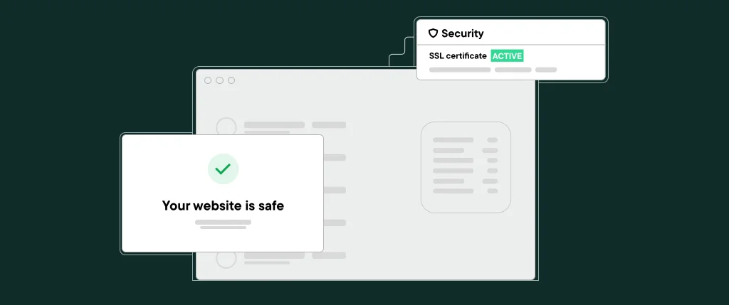 A green banner image showing a web interface and security certificates